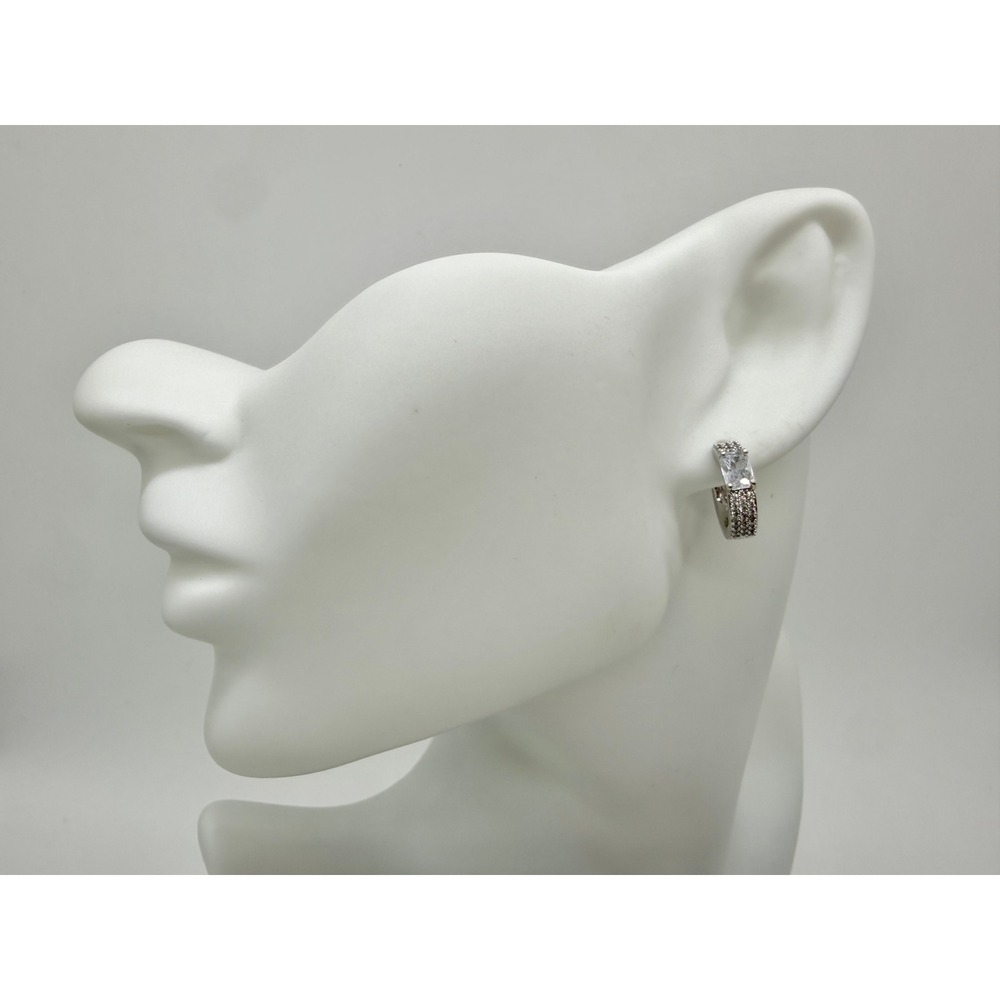 NWT Eliot Danori Silver Crystal Huggie Hoop Earrings
